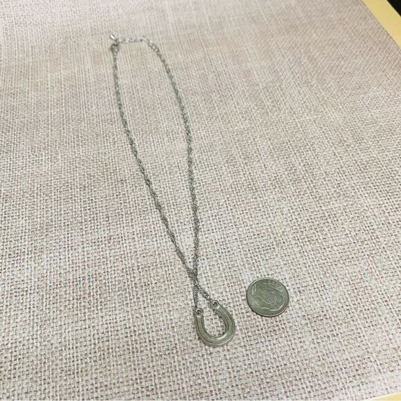 Silver Crystal Horseshoe Necklace - Picture 3 of 3